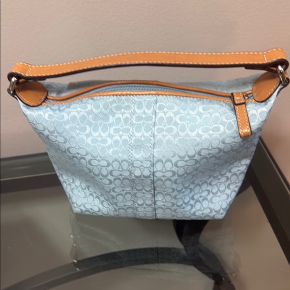 Coach Gray and Tan Shoulder Bag with Geometric Pattern - Picture 2 of 3